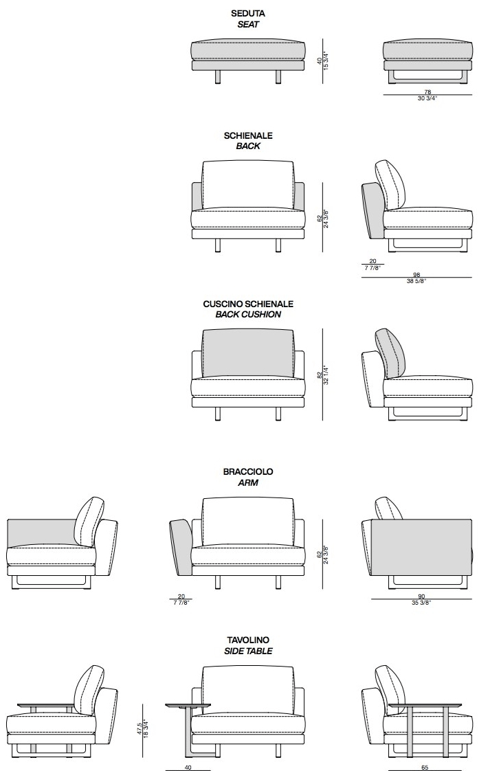 Porada Модульный тканевый диван с шезлонгом Twenty sun-id-1370247 - Вид №2