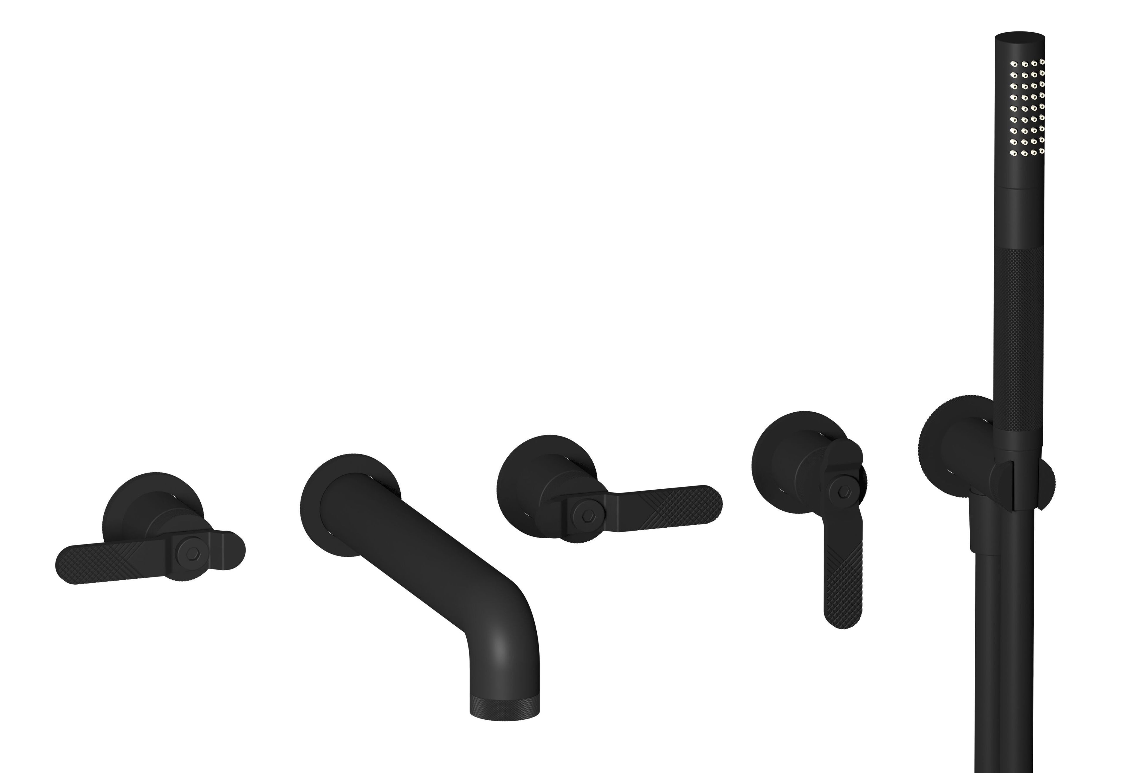 Настенный смеситель для ванны с 5 отверстиями и ручным душем IB Bold ARCH-00142517 - Вид №9