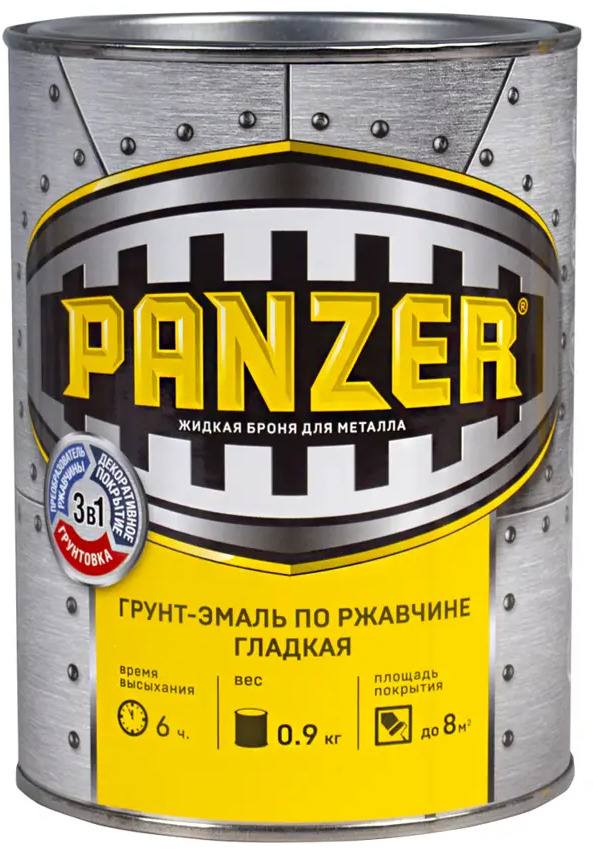 91262665 Грунт-эмаль по ржавчине Panzer 219835 0.9 кг цвет белый STLM-0526779