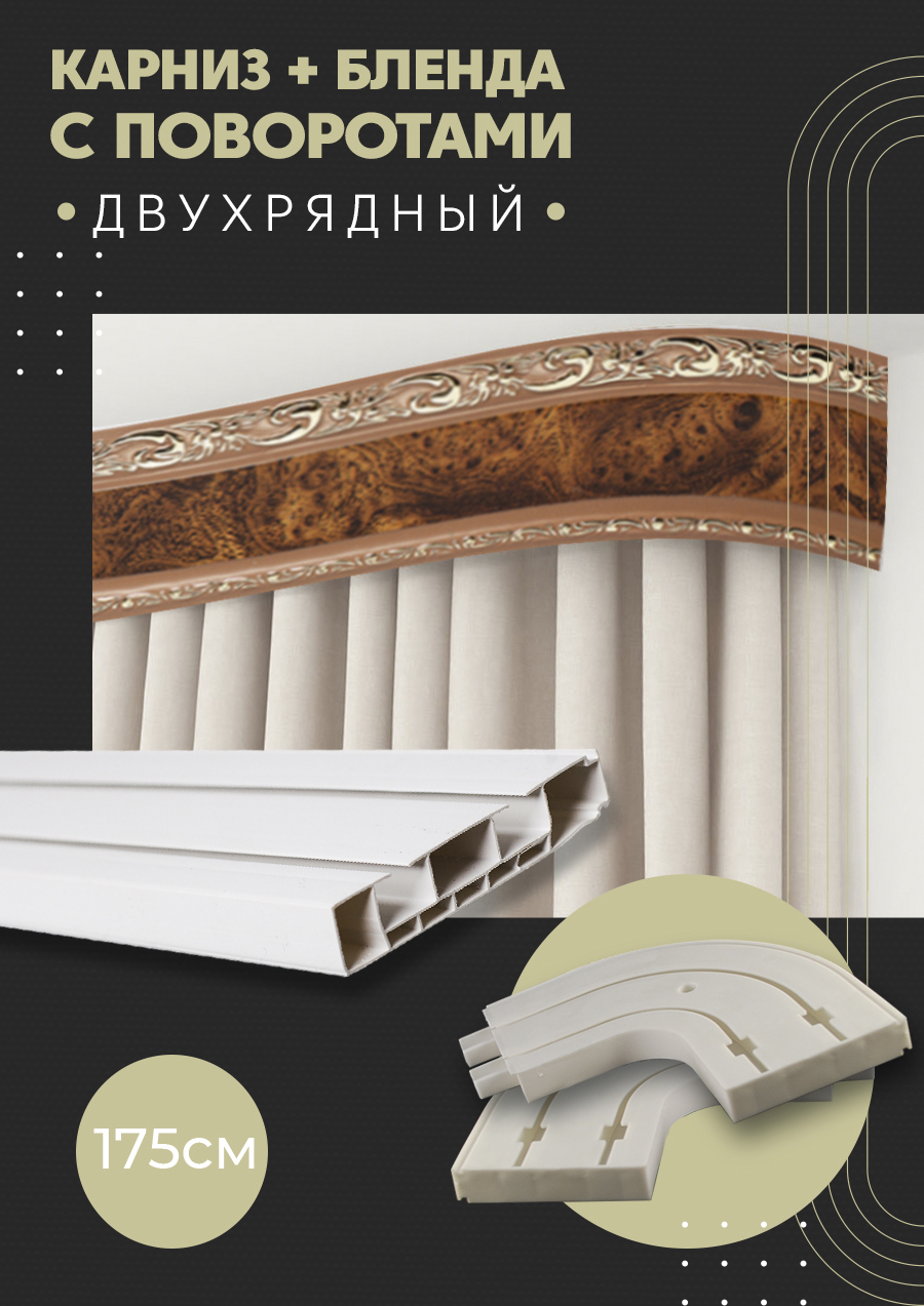 91065755 Карниз шинный двухрядный из ПВХ цельный дизайн 05 общая длина 175 см STLM-0465287 ПОСТАВЩИКОФФ