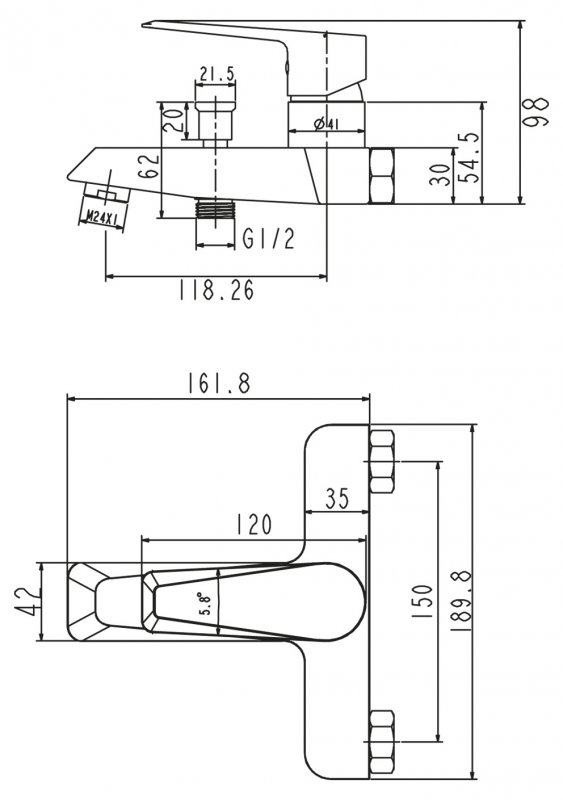 Смеситель для ванны и душа SALUTO SAL-VASM-CRM BELBAGNO  - Вид №1