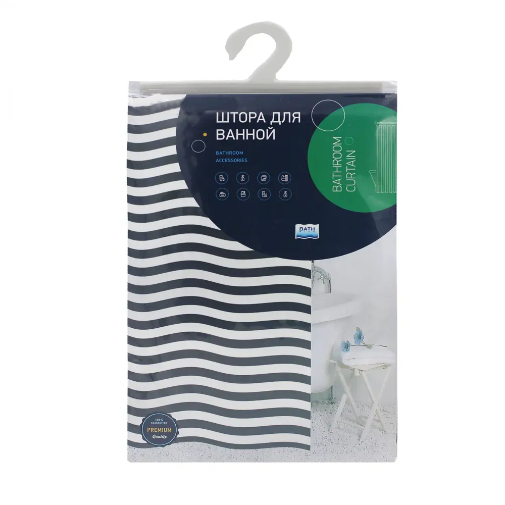 Штора для ванны Bath Plus Blue Line 180x180 см полиэстер цвет бело-синий CHARME ORANGE STLM-2092486 - Вид №5