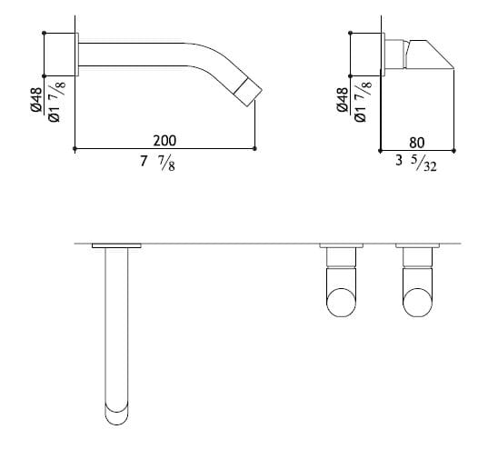 Настенный смеситель для раковины из нержавеющей стали с 3 отверстиями MGS ARCH-00022681 - Вид №4