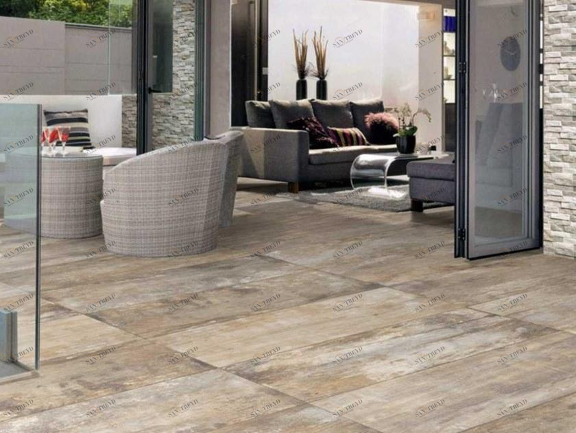 MVB Наружный пол из керамогранита с имитацией дерева Gres sun-id-1406271