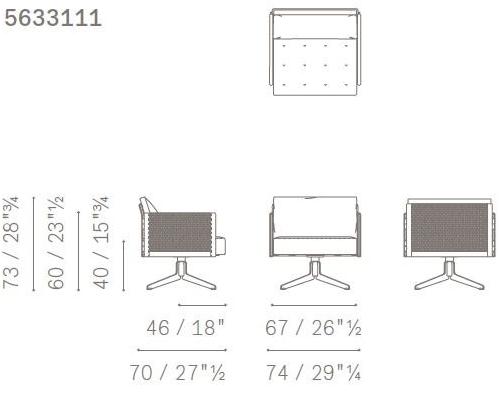 Poltrona Frau Вращающееся кресло из ткани с 4 спицами La collezione - divani e poltrone sun-id-1363405 - Вид №7