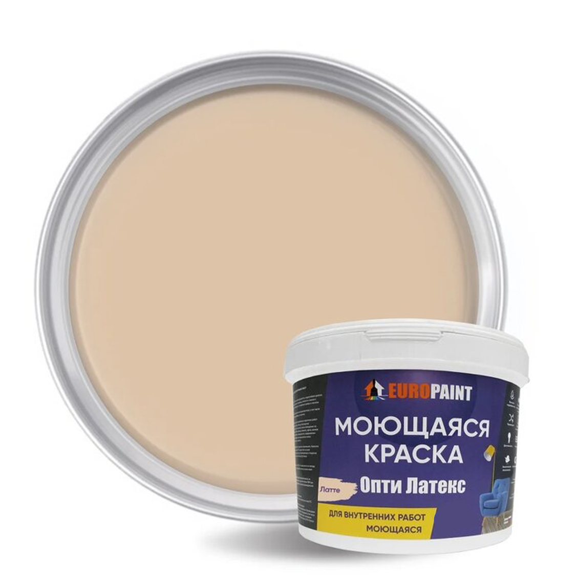 90249755 Краска для стен и потолков цвет латте 3 л STLM-0149550 EUROPAINT