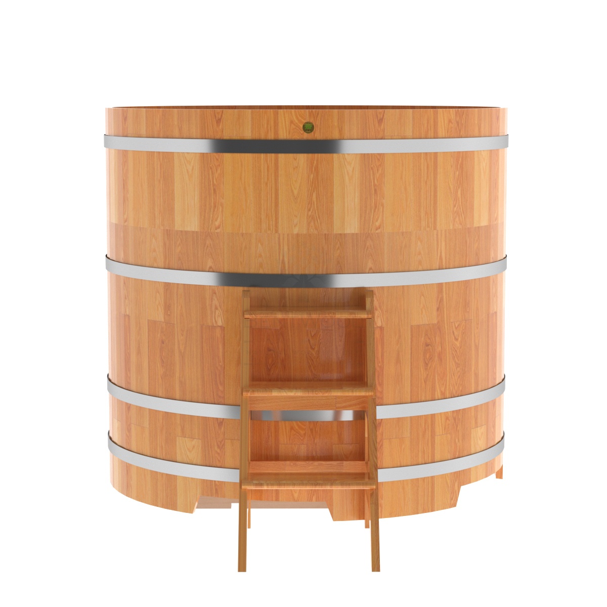 1525 Купель круглая из сращенных ламелей лиственницы d=1,50х1,4 натуральная Alyarus  - Вид №4