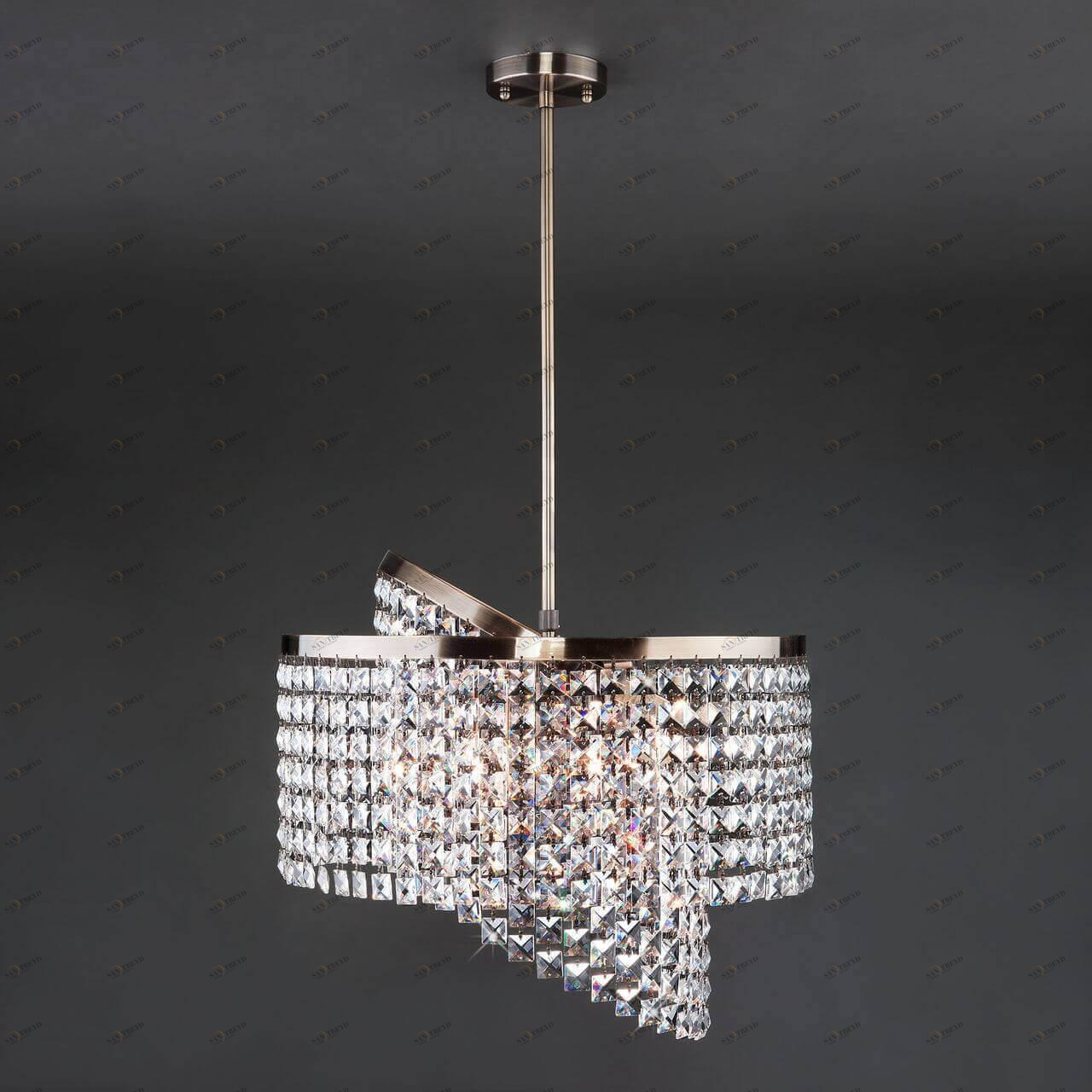 Подвесная люстра Eurosvet 10090/5 античная бронза/прозрачный хрусталь Strotskis EUROSVET ДИЗАЙНЕРСКИЕ, LEONI 00-3887535 Бронза;прозрачный 