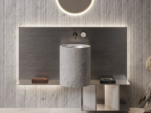 Круглый мраморный подвесной умывальник