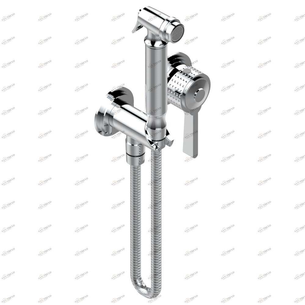 A2I-5840/MBG Комплект для душа, включающий смеситель, армированный шланг 1 м 25 см, ручной душ с курковым распылителем, выход из стены и предохранительный запорный клапан Thg-paris Perle Хром A2I 5840/MBG A02 CAT.A