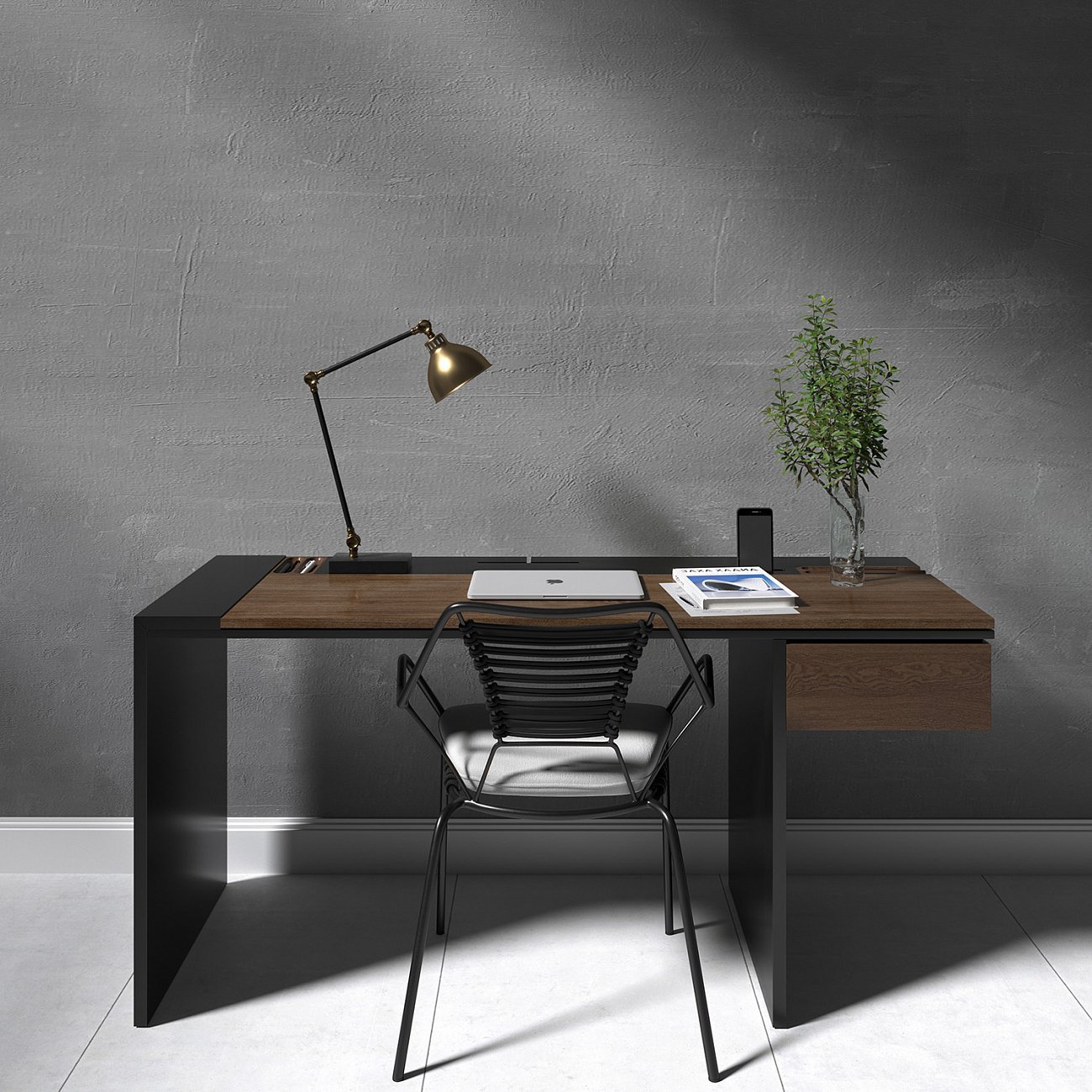 Письменный деревянный стол черный 160 см Mak BRAGIN DESIGN  00-3879381 Коричневый;черный  - Вид №1