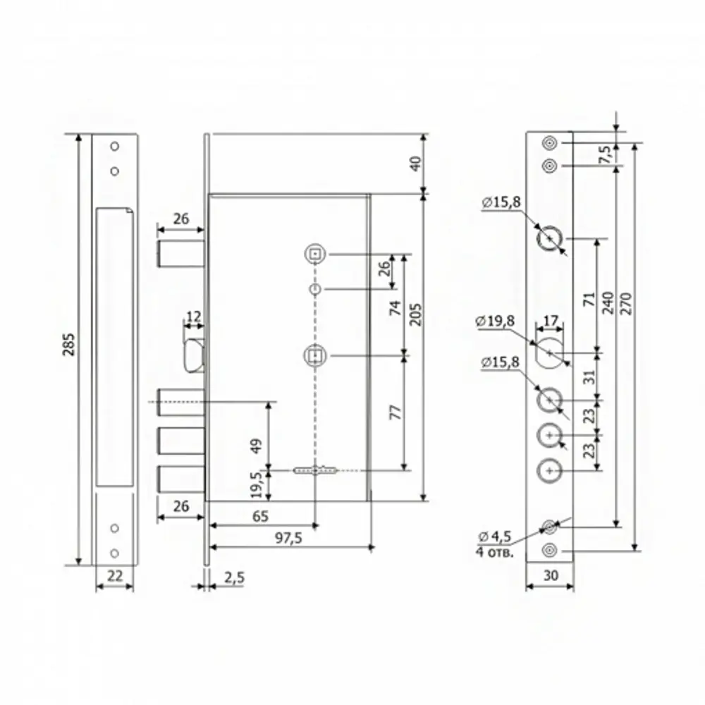 ГАРДИАН Сувальдный врезной замок 3015 с защитой от взлома 82391211 STLM-0026243 - Вид №8