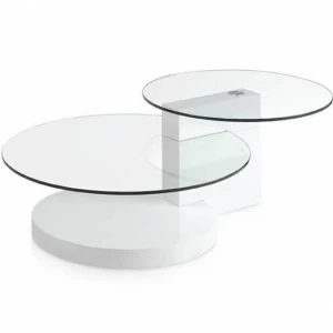 Журнальный столик стеклянный двойной на белом основании 120 см Personal LE607-A от Angel Cerda ANGEL CERDA  241770 Белый;прозрачный