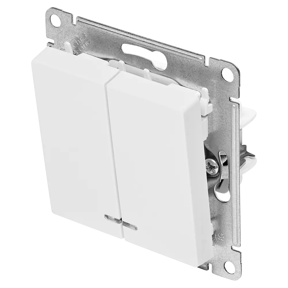 Выключатель встраиваемый Systeme Electric AtlasDesign 2 клавиши с подсветкой цвет белый STLM-2095894