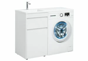 Тумба с раковиной Aquanet Токио 110 L белый (напольная, 1 ящик)