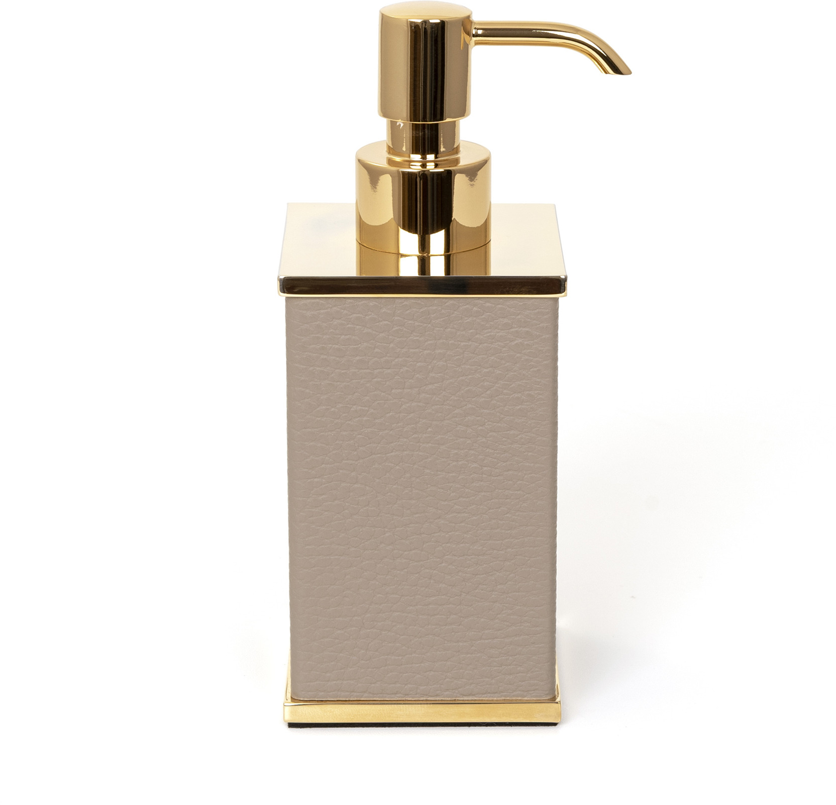 Дозатор для мыла Olimpia Square - 6,5X6,5XH17 см / металл-отделка_золото / зернистая кожа_земля