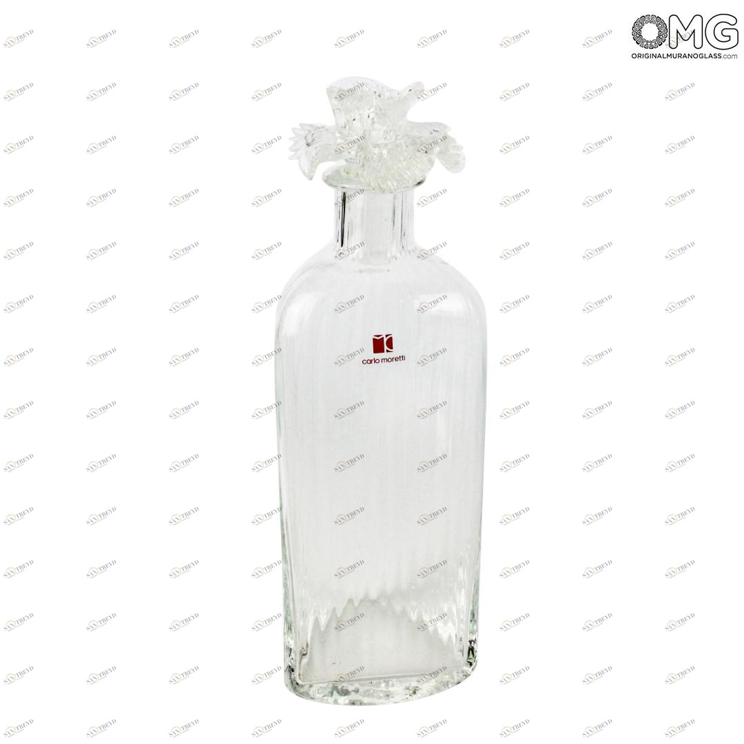 1748 ORIGINALMURANOGLASS Прозрачный сосуд с пробкой-цветком - Carlo Moretti - муранское стекло 9 см 
