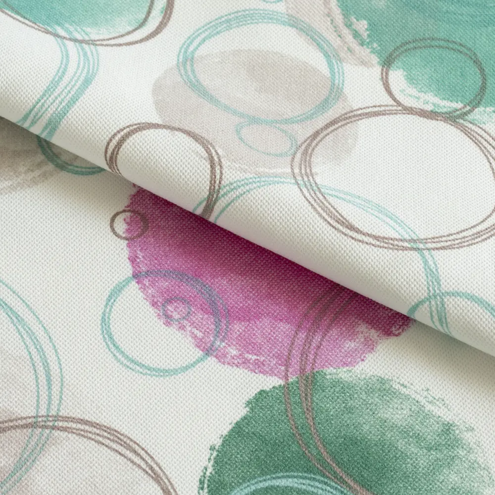 Ткань 1 м/п Круги велюр 300 см цвет зелено-розовый GARDEN STLM-2129837