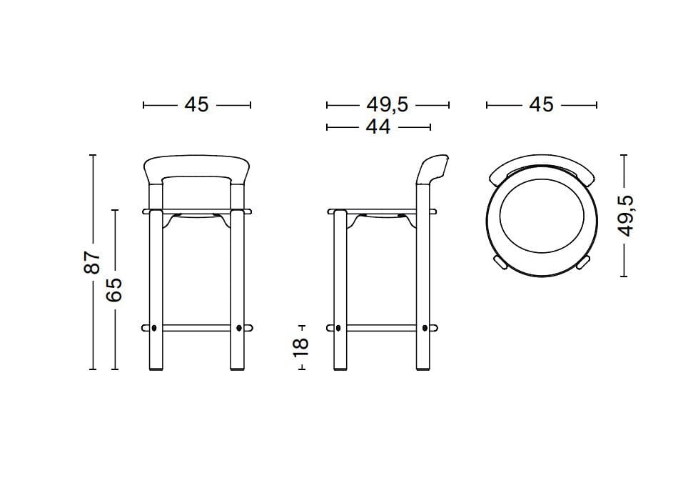 Высокий стул из бука с мягким сиденьем Hay Rey ARCH-00078935 - Вид №17