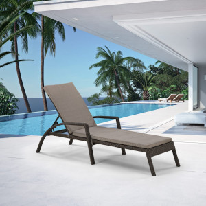 A30A2-W53 Brown Шезлонг-лежак плетеный с матрасом Afina