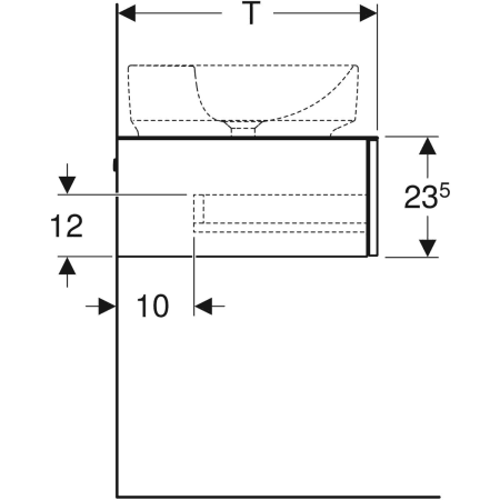 501.165.00.1 Шкафчик для накладной раковины Geberit VariForm, с одним выдвижным ящиком, полкой и сифоном Geberit  - Вид №4
