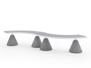 Модульная алюминиевая изогнутая скамья с коническим основанием