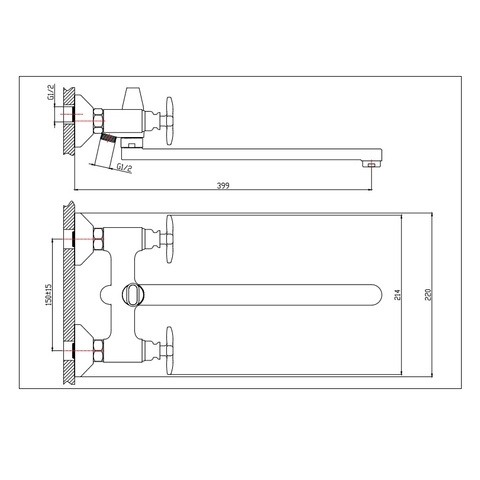 Orange Kristi M33-211cr двухвентильный смеситель для ванны/душа Хром sun-id-1516926 - Вид №1