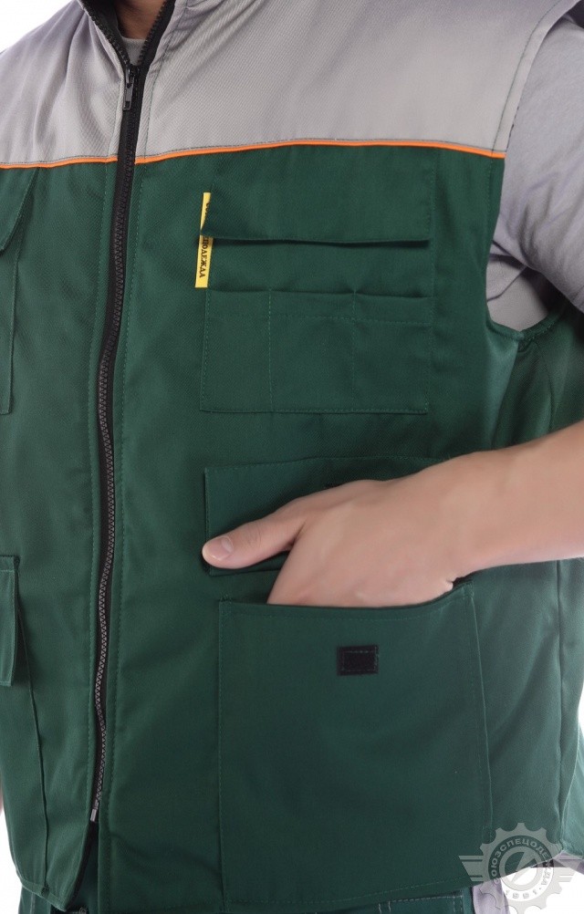 65051 Жилет "Профессионал" зимний зеленый-светло-серый  Зимняя спецодежда  размер 44-46/170-176  - Вид №8