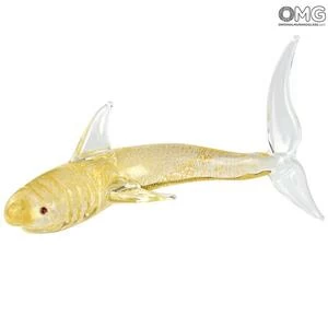 4466 ORIGINALMURANOGLASS Фигурка Золотая Акула - муранское стекло OMG 6 см