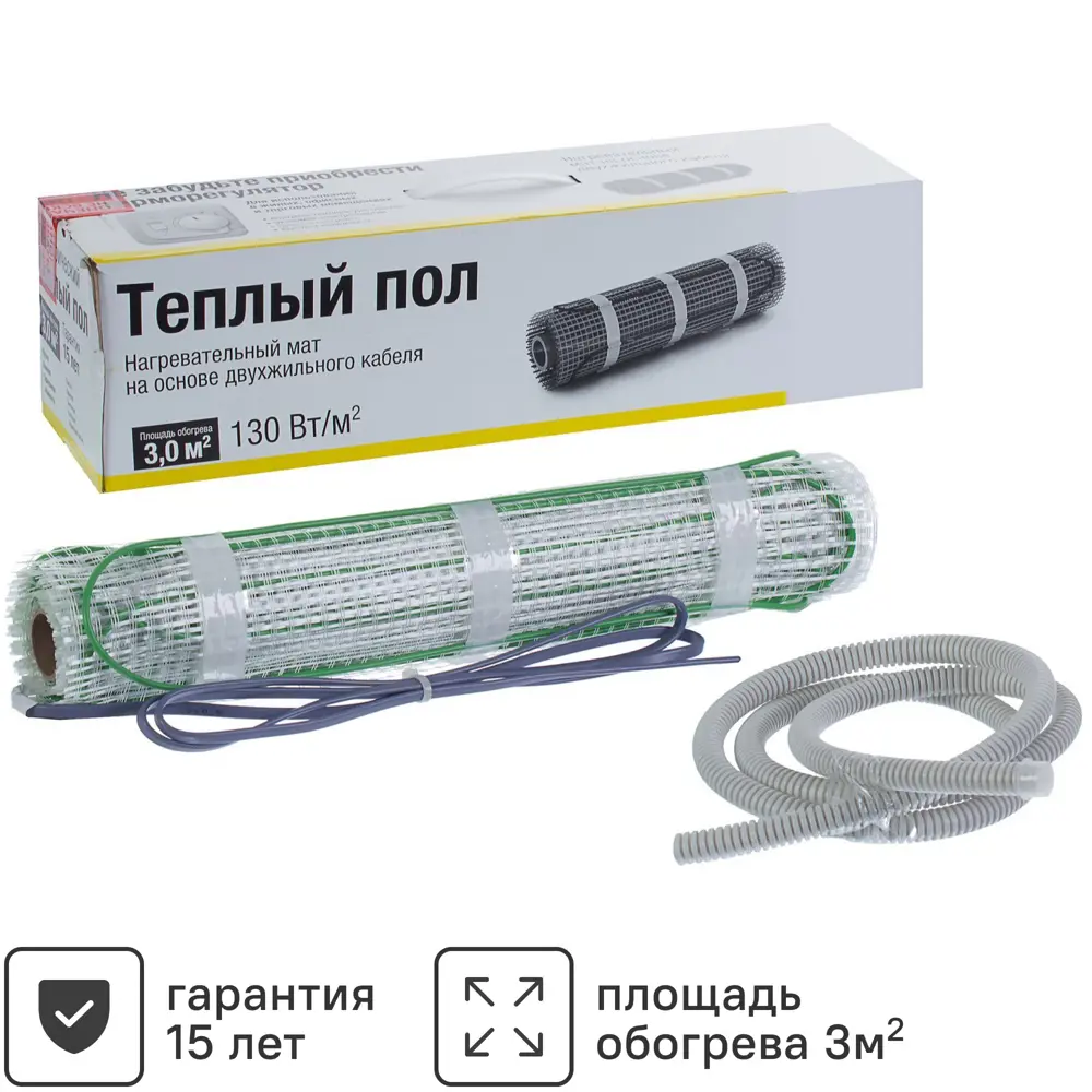 Нагревательный мат для теплого пола 3 м2 390 Вт ТЕПЛОЛЮКС STLM-2016993
