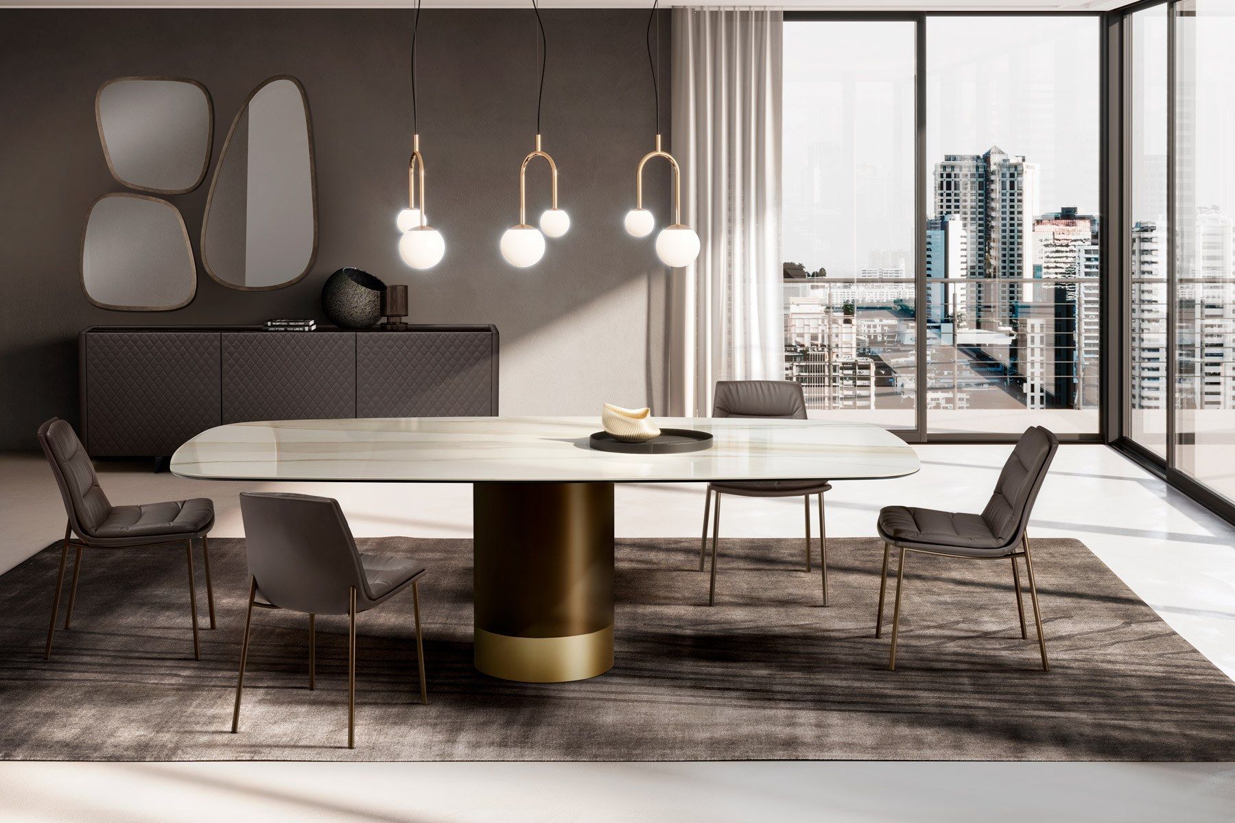 Прямоугольный керамический и металлический стол для гостиной EFORMA цилиндр ARCH-00023070 - Вид №1