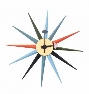 Часы настенные деревянные разноцветные 48 см Sunburst BRADEX HOME СОЛНЦЕ 00-3973980 Голубой;красный;разноцветный