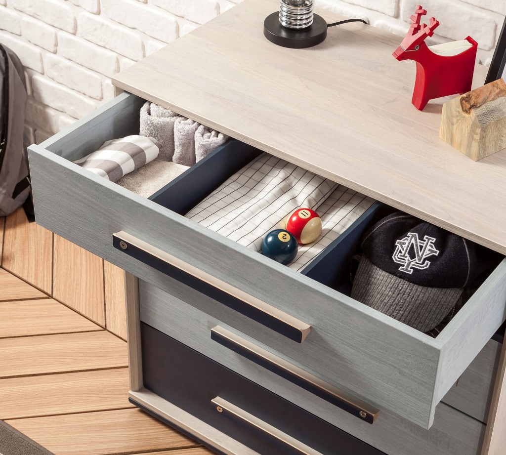 Комод с 4 ящиками и полкой голубой Trio CILEK TRIO 00-3832256 Синий;бежевый Santreyd - Вид №1