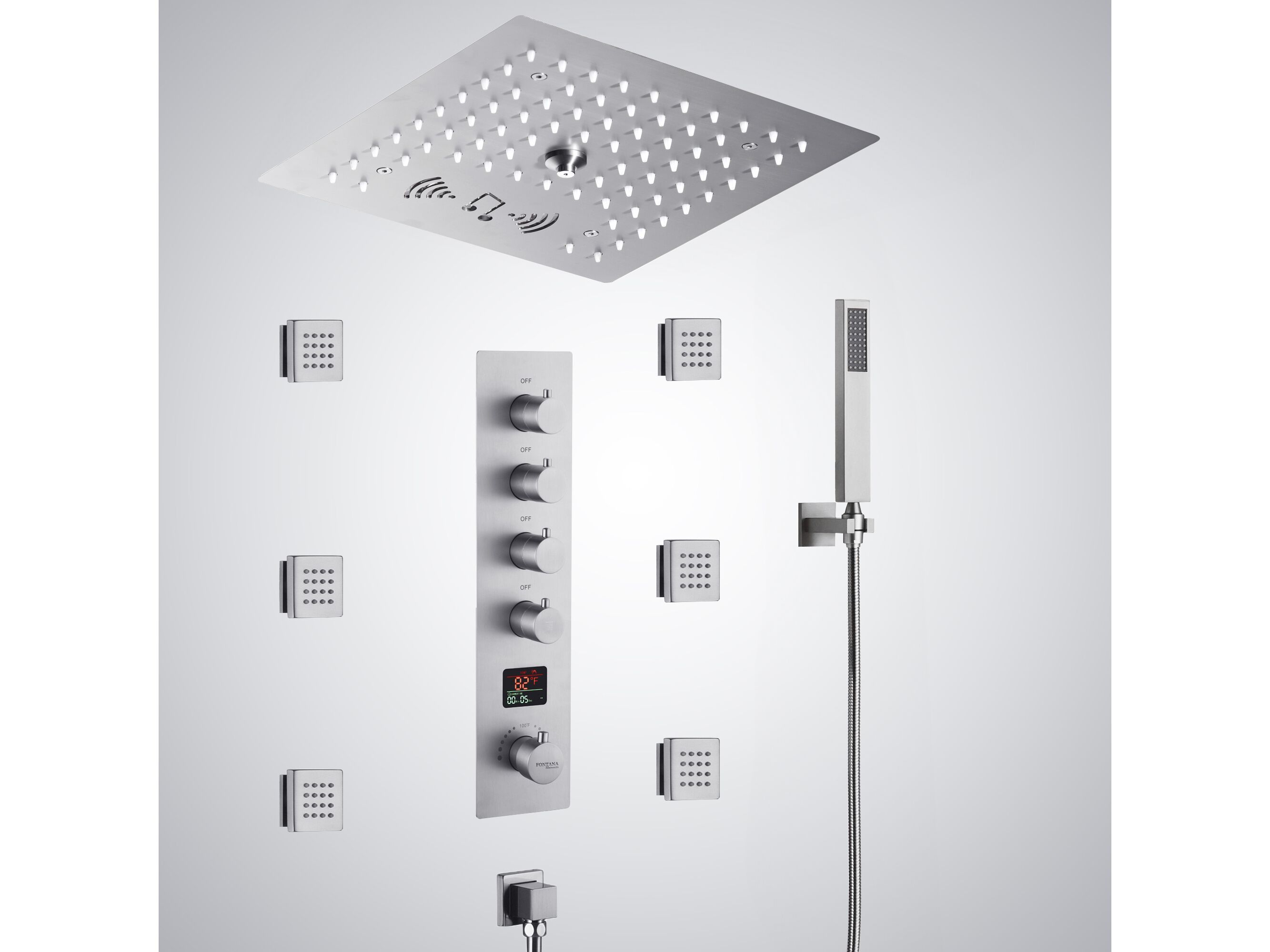 Светодиодный электронный термостатический набор для душа Fontana Showers BAR-LE-DUC ARCH-00133659