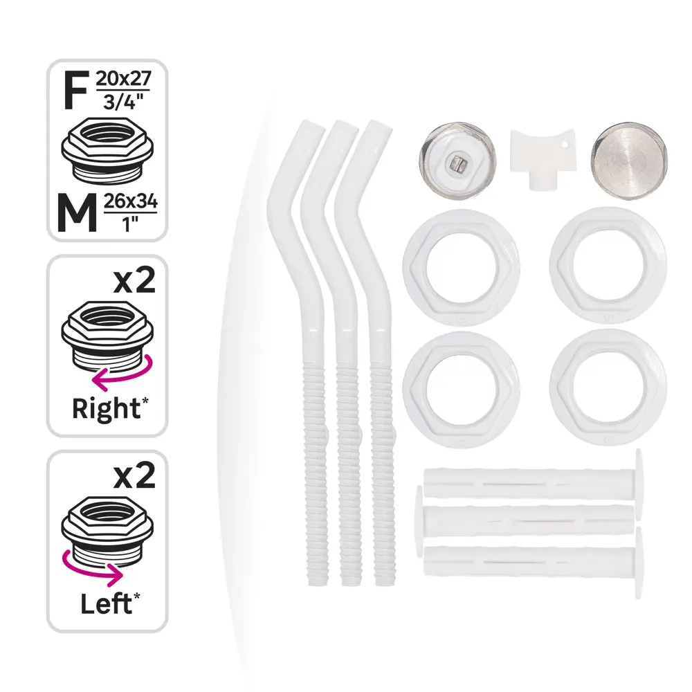 Монтажный комплект для радиатора Equation 1"x3/4" сталь белый STLM-2128885 - Вид №1