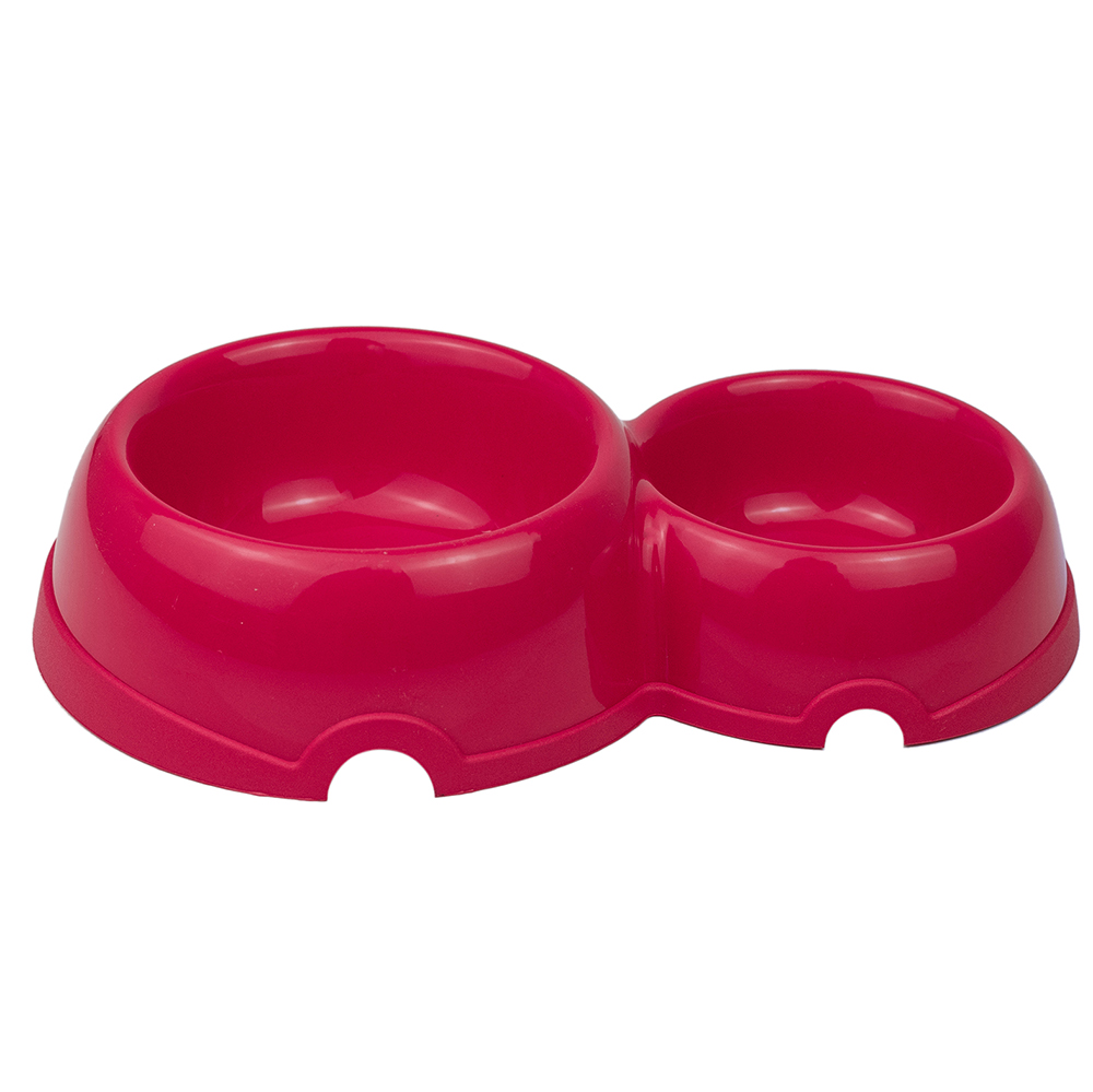 ПР0059359 Миска для животных двойная пластиковая рубиновая 200/350мл ХОРОШКА 