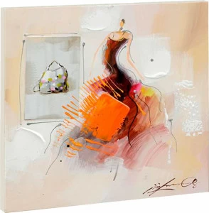 Картина на холсте 100х100 см "Золотая коробочка" EVENHOME КАРТИНЫ МАСЛОМ 129731 Оранжевый