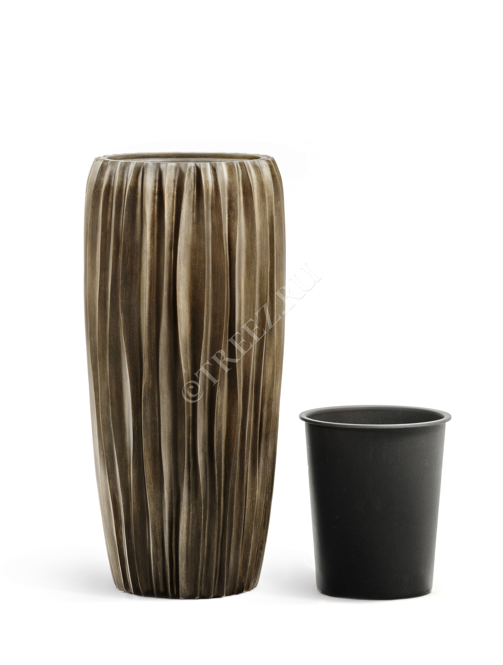 41.3321-07-047-GRP-097 Кашпо  Effectory - серия Metal - Высокий конус Design Wave - Чернёная бронза Цветочная коллекция  - Вид №4