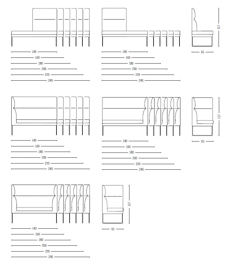 Модульная скамья из ткани COR Mell ARCH-00028043 - Вид №14