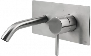 Fir Italia Смеситель для умывальника из нержавеющей стали настенный с тарелкой Cleosteel 48 4810108