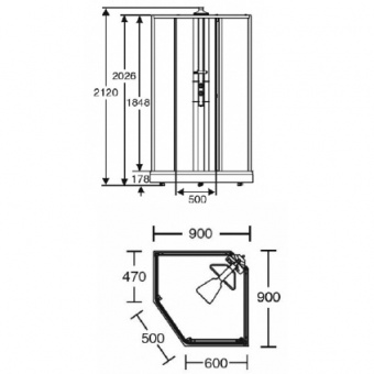 Задняя стенка душевой кабины 90x90 Ido Showerama 8-5 4985013991 серебристый профиль+ тонированное стекло Santreyd  - Вид №1