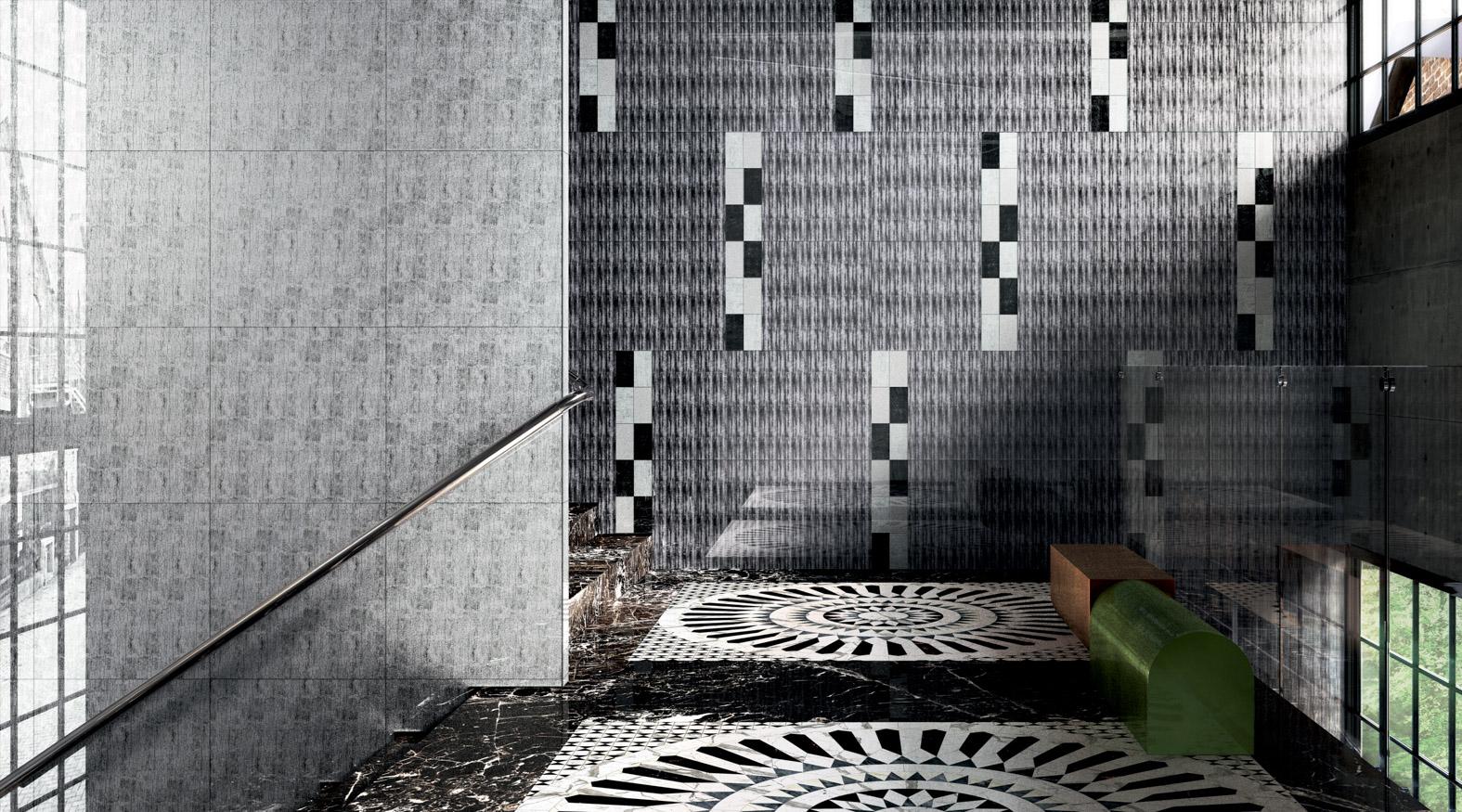 SICIS Feather Black Vetrite Tile sun-id-1991266