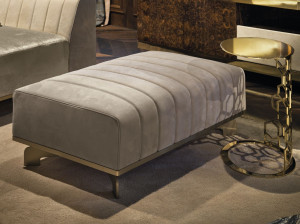 Кожаный прямоугольный пуф