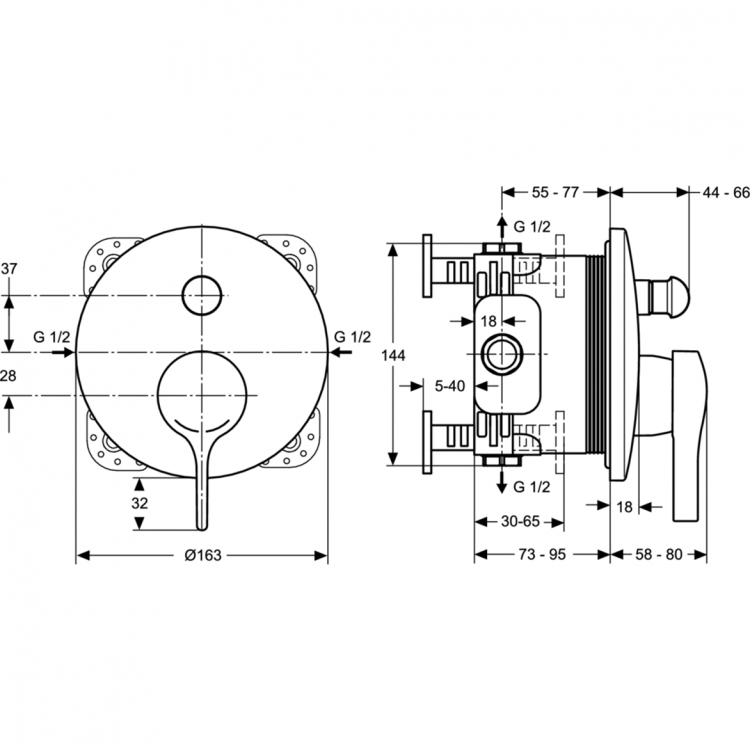 A4720AA Встраиваемый смеситель для ванны/душа Ideal Standard MELANGE - Вид №2