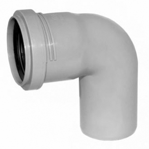 Отвод ПВХ канализационная D50мм 90 градусов Политек 6303 - Вид №1