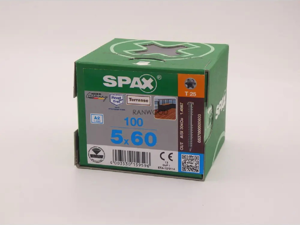 90819777 Саморезы для террасной доски Spax 5x60 цилиндрическая головка (100 шт) STLM-1012566