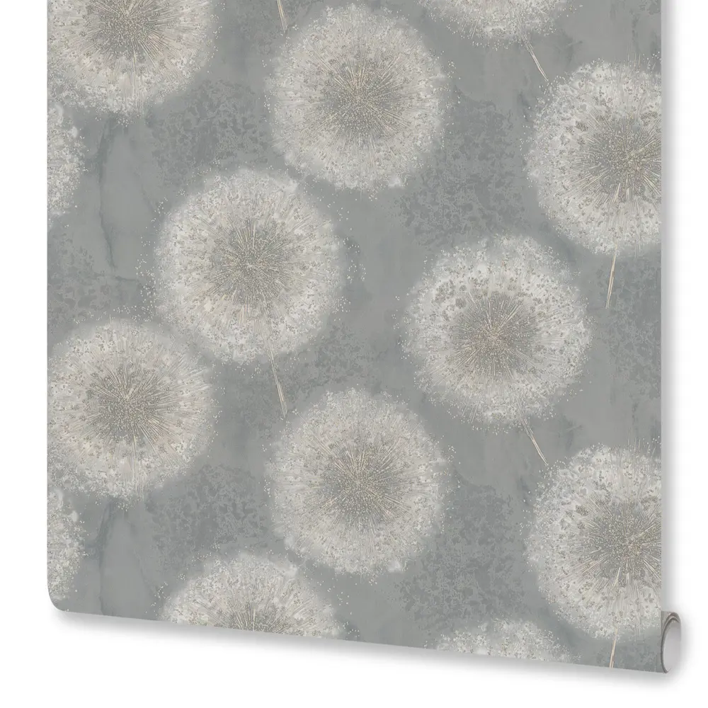 Флизелиновые обои Euro Decor Ray серые с растительным рисунком 89419305 STLM-1571681