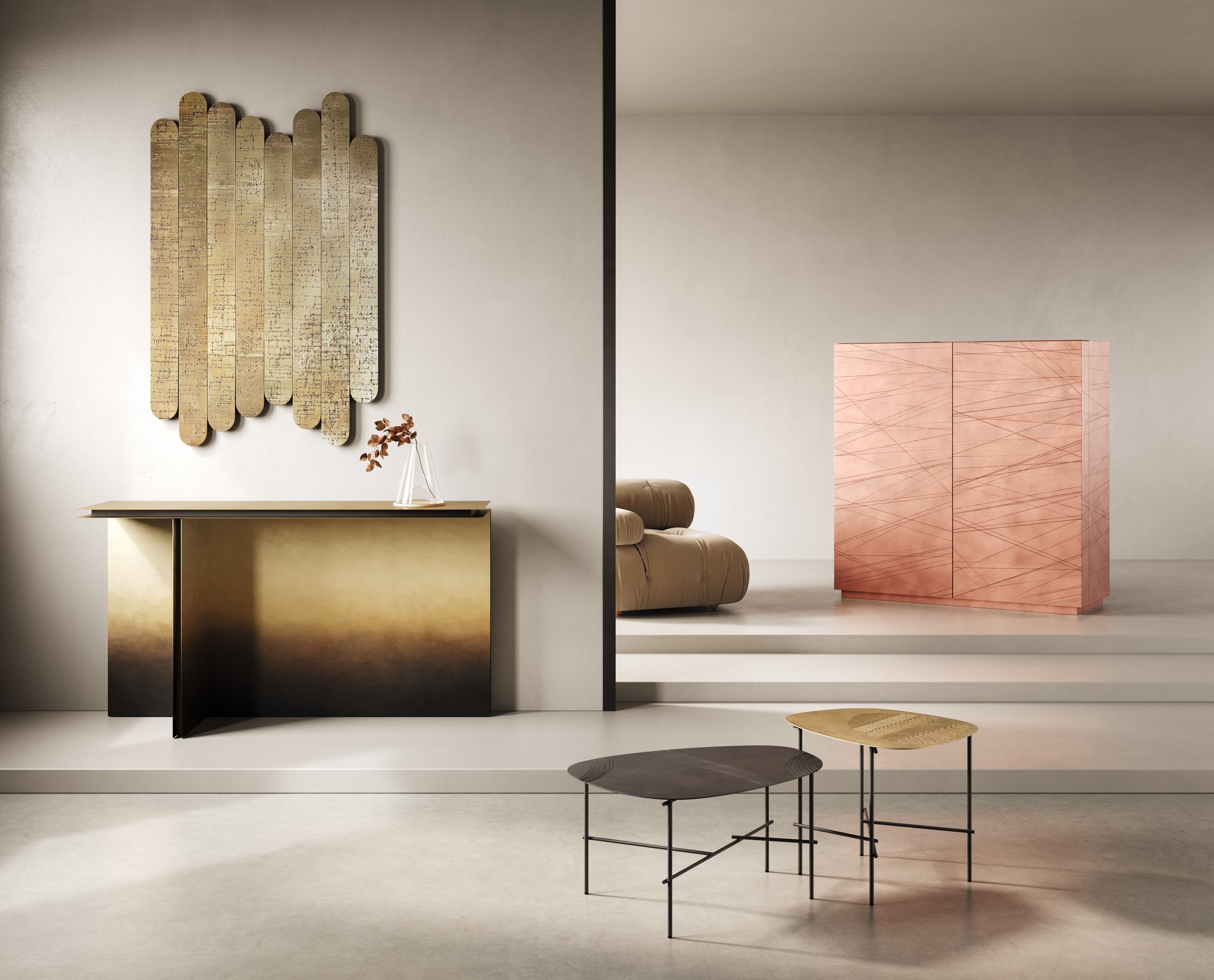 Прямоугольная латунная консоль DE CASTELLI Фолио ARCH-00058428 - Вид №1