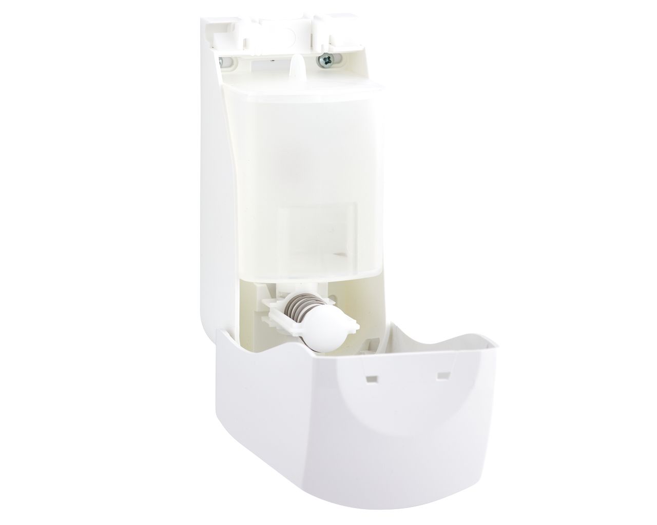 DTS102 Дозатор для жидкого мыла TOP MINI, емкость 400 мл, АБС-пластик, белый, серое окошко Merida  - Вид №2