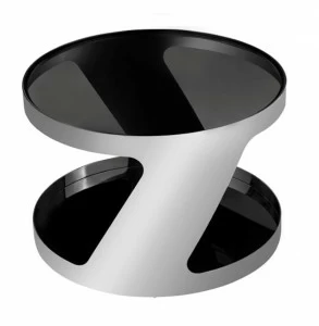 Журнальный столик стеклянный с металлическим основанием 60 см Circle Black Free Spirit Black Silver PUSHA PUSHA 062874 Черный